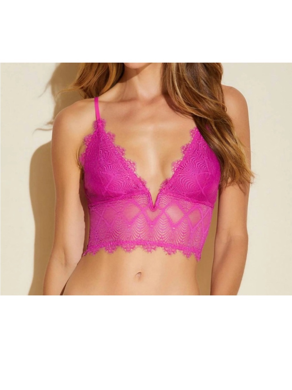 Fuchsia Lace Bralette Crop Top - Women's Intimates
